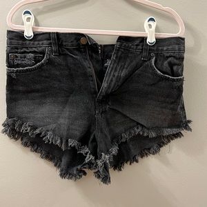 High rise jean shorts black